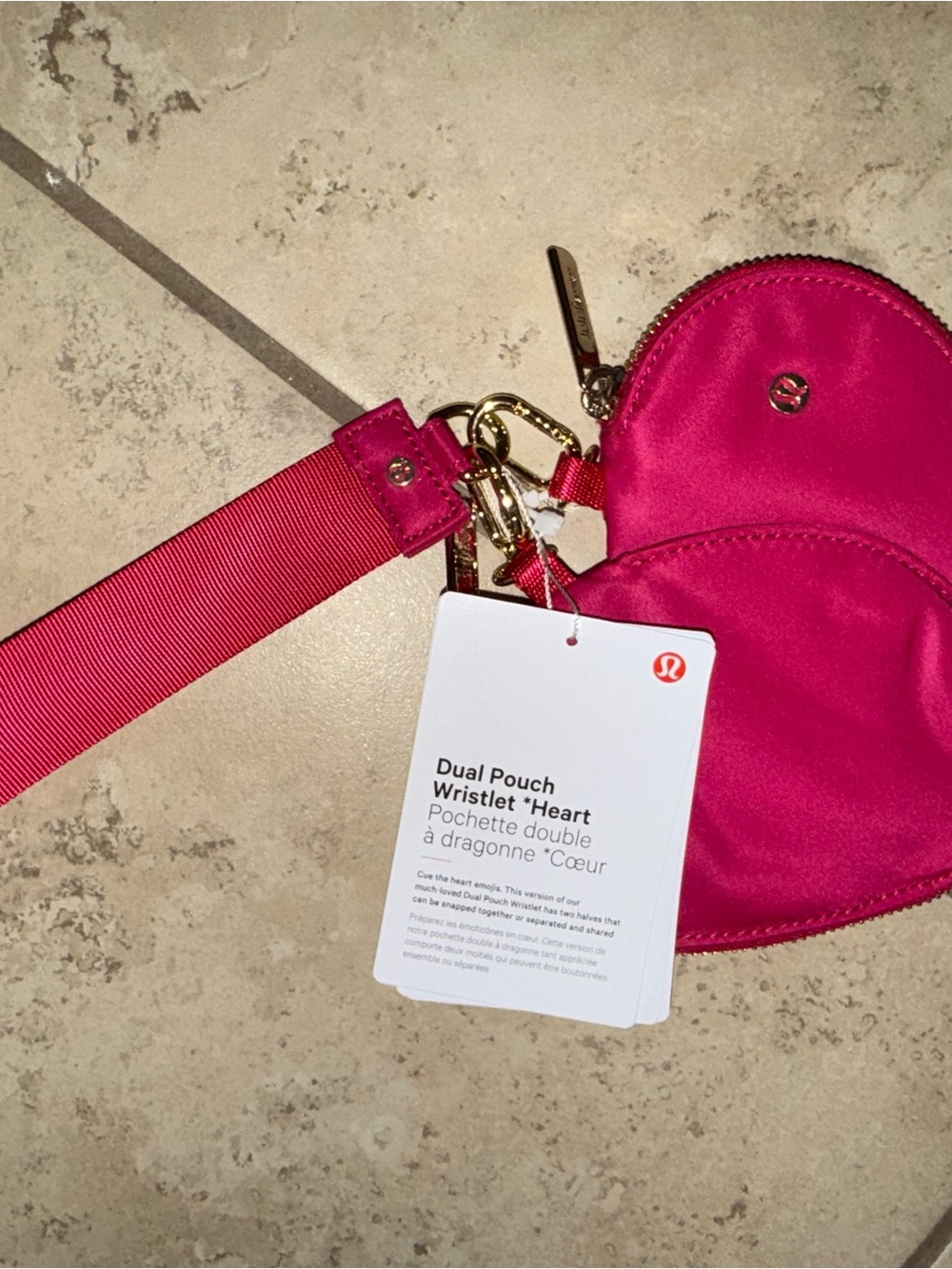 lululemon athletica Dual Pouch Heart Wristlet - Hot Pink